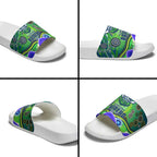 Canberra Raiders Rugby Slide Sandals Australian Aboriginal Dot Painting Style