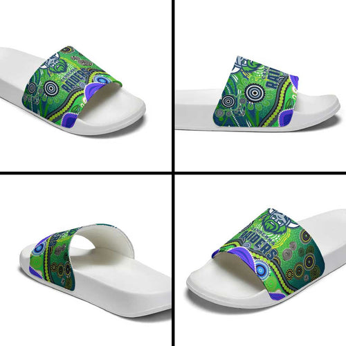 Canberra Raiders Rugby Slide Sandals Australian Aboriginal Dot Painting Style