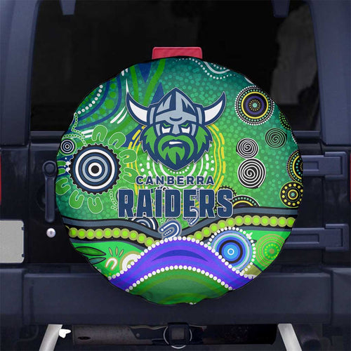 Canberra Raiders Rugby Spare Tire Cover Australian Aboriginal Dot Painting Style