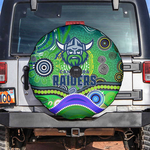 Canberra Raiders Rugby Spare Tire Cover Australian Aboriginal Dot Painting Style