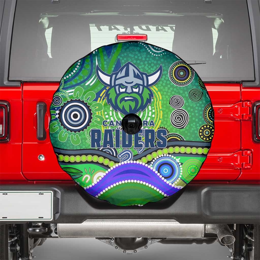 Canberra Raiders Rugby Spare Tire Cover Australian Aboriginal Dot Painting Style