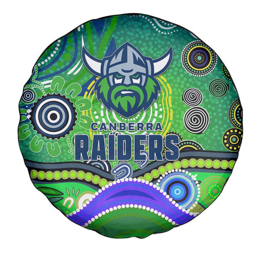 Canberra Raiders Rugby Spare Tire Cover Australian Aboriginal Dot Painting Style