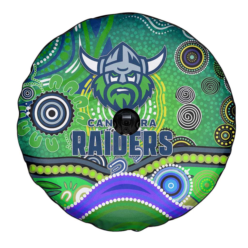Canberra Raiders Rugby Spare Tire Cover Australian Aboriginal Dot Painting Style
