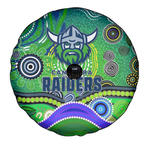 Canberra Raiders Rugby Spare Tire Cover Australian Aboriginal Dot Painting Style