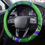 Canberra Raiders Rugby Steering Wheel Cover Australian Aboriginal Dot Painting Style
