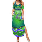 Canberra Raiders Rugby Summer Maxi Dress Australian Aboriginal Dot Painting Style