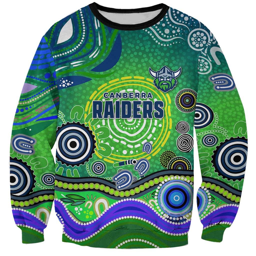 Canberra Raiders Rugby Sweatshirt Australian Aboriginal Dot Painting Style