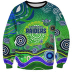 Canberra Raiders Rugby Sweatshirt Australian Aboriginal Dot Painting Style
