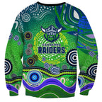 Canberra Raiders Rugby Sweatshirt Australian Aboriginal Dot Painting Style