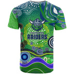 Canberra Raiders Rugby T Shirt Australian Aboriginal Dot Painting Style