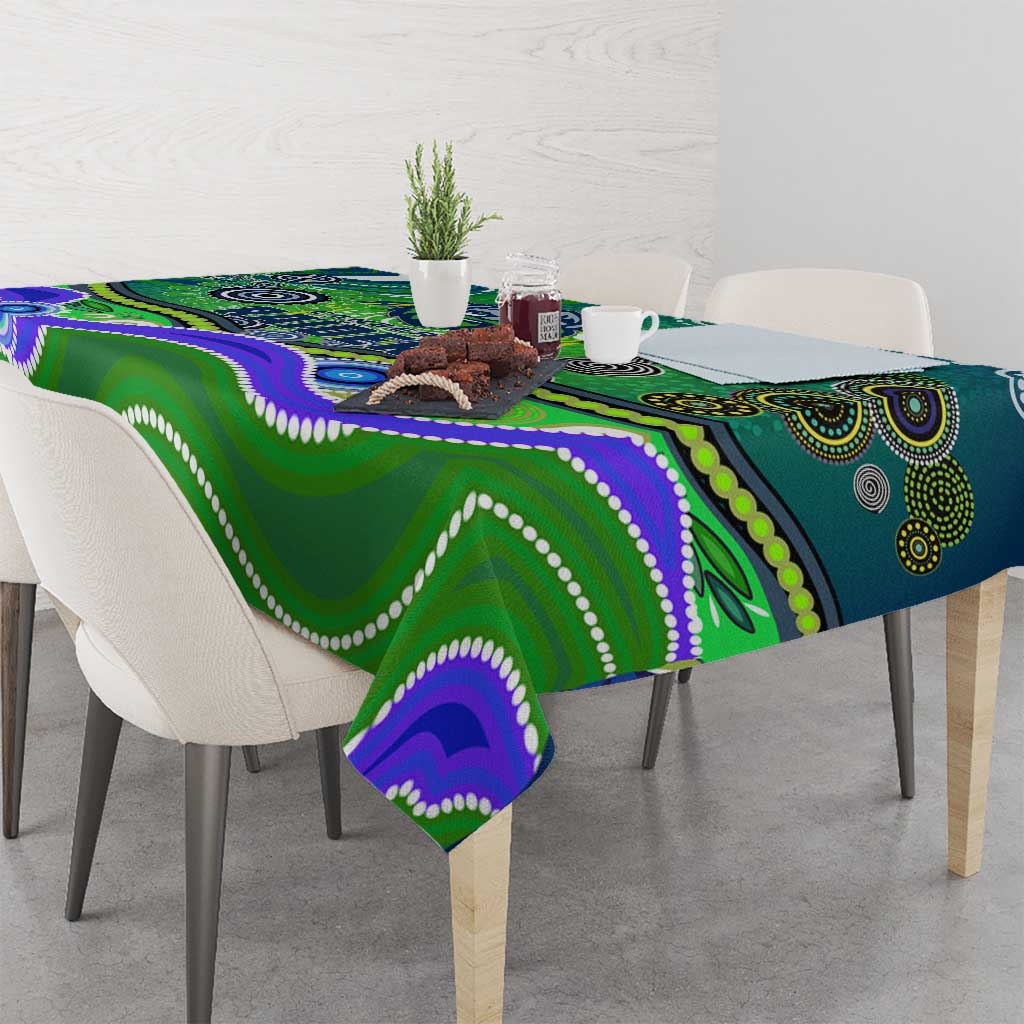 Canberra Raiders Rugby Tablecloth Australian Aboriginal Dot Painting Style