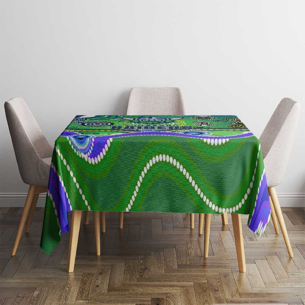 Canberra Raiders Rugby Tablecloth Australian Aboriginal Dot Painting Style