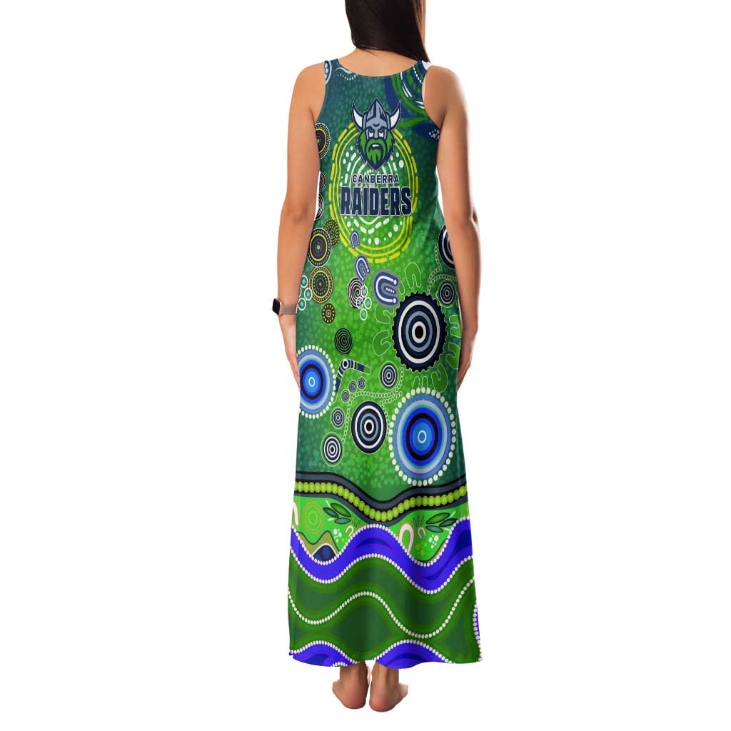 Canberra Raiders Rugby Tank Maxi Dress Australian Aboriginal Dot Painting Style