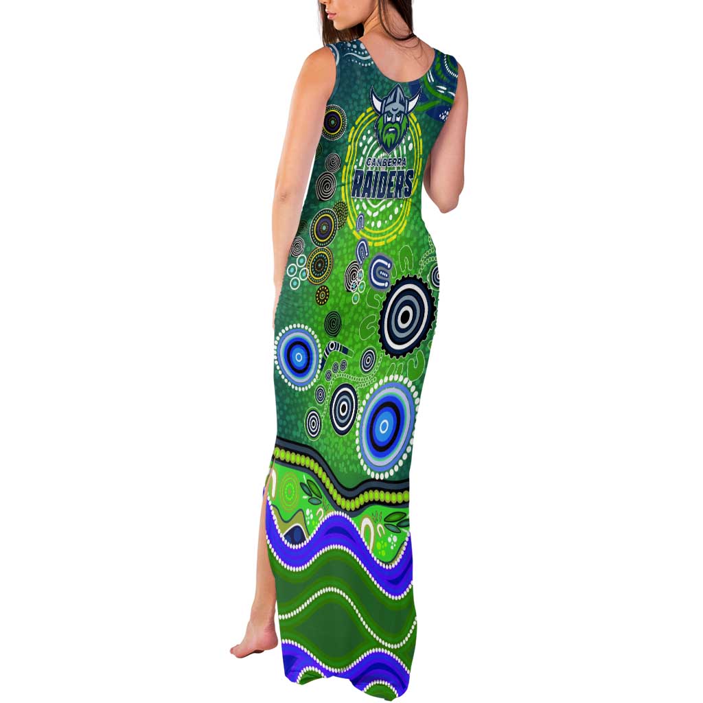 Canberra Raiders Rugby Tank Maxi Dress Australian Aboriginal Dot Painting Style