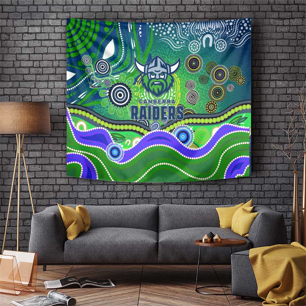 Canberra Raiders Rugby Tapestry Australian Aboriginal Dot Painting Style