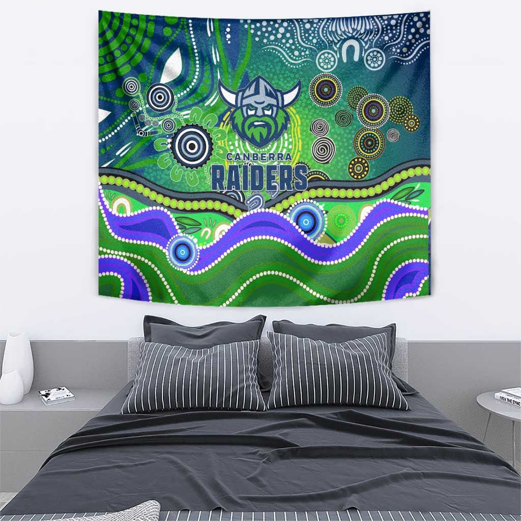 Canberra Raiders Rugby Tapestry Australian Aboriginal Dot Painting Style