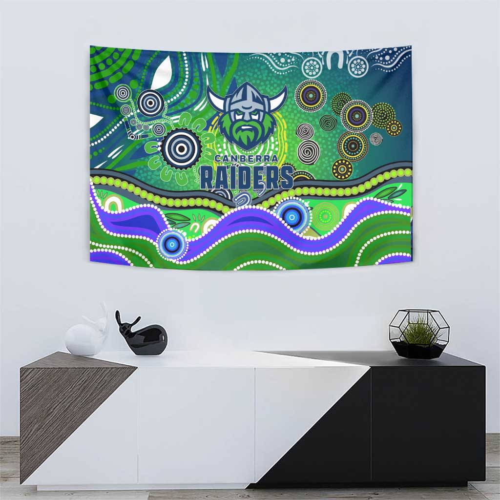 Canberra Raiders Rugby Tapestry Australian Aboriginal Dot Painting Style