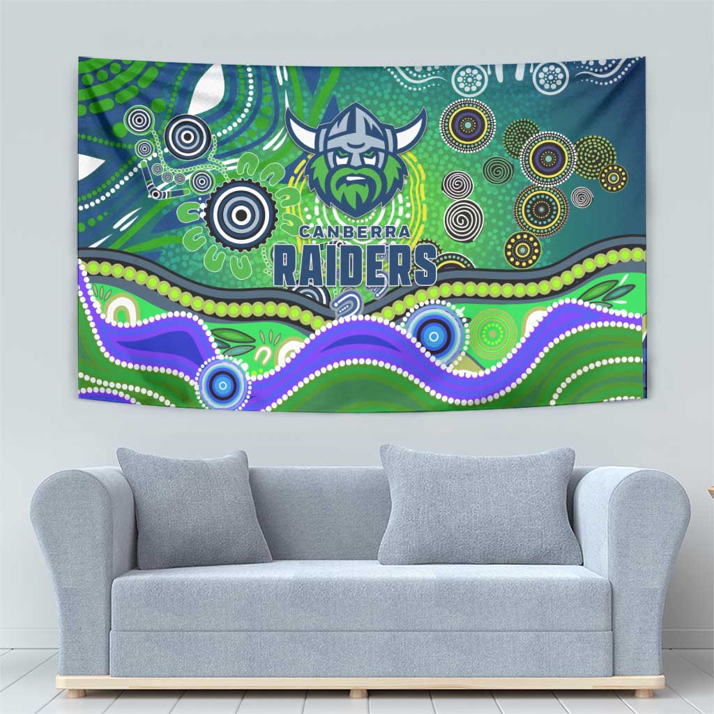 Canberra Raiders Rugby Tapestry Australian Aboriginal Dot Painting Style