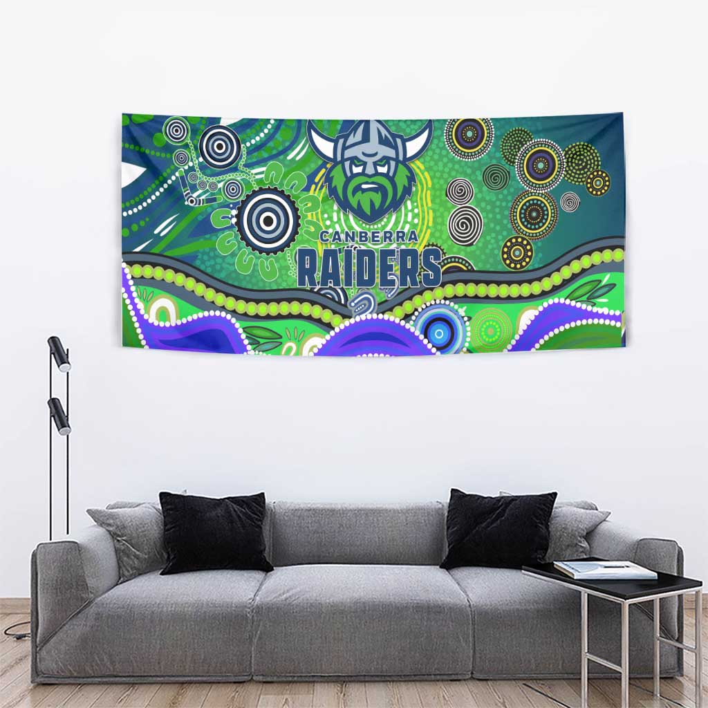 Canberra Raiders Rugby Tapestry Australian Aboriginal Dot Painting Style