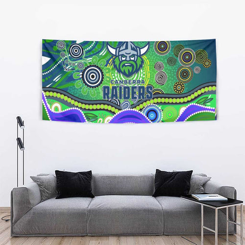 Canberra Raiders Rugby Tapestry Australian Aboriginal Dot Painting Style
