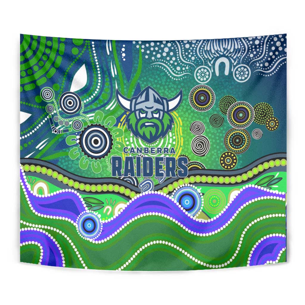 Canberra Raiders Rugby Tapestry Australian Aboriginal Dot Painting Style