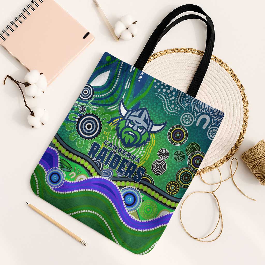 Canberra Raiders Rugby Tote Bag Australian Aboriginal Dot Painting Style