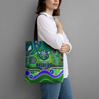 Canberra Raiders Rugby Tote Bag Australian Aboriginal Dot Painting Style