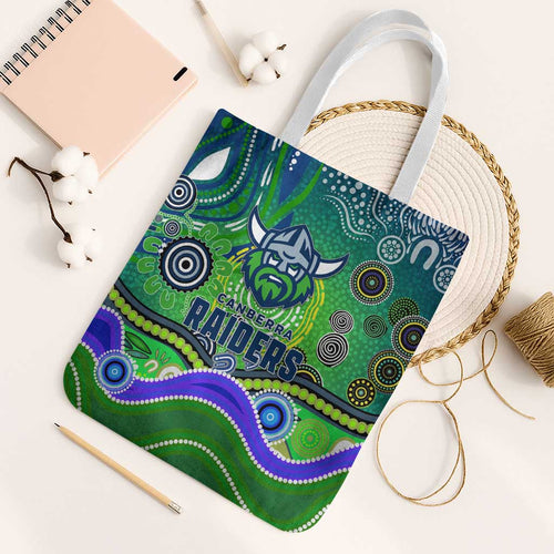 Canberra Raiders Rugby Tote Bag Australian Aboriginal Dot Painting Style