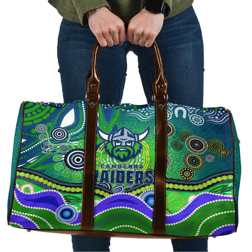 Canberra Raiders Rugby Travel Bag Australian Aboriginal Dot Painting Style