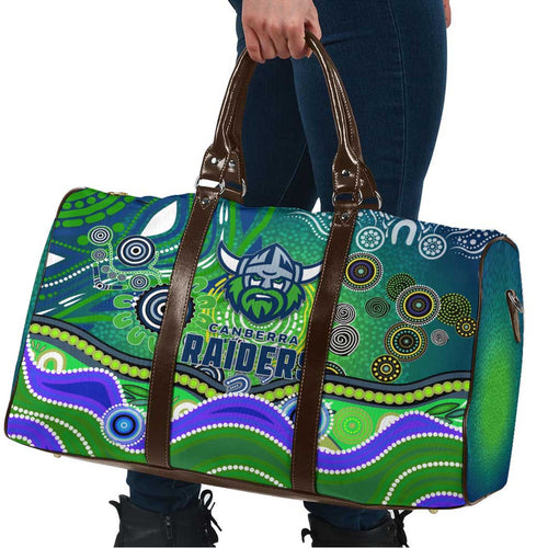 Canberra Raiders Rugby Travel Bag Australian Aboriginal Dot Painting Style