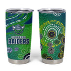 Canberra Raiders Rugby Tumbler Cup Australian Aboriginal Dot Painting Style