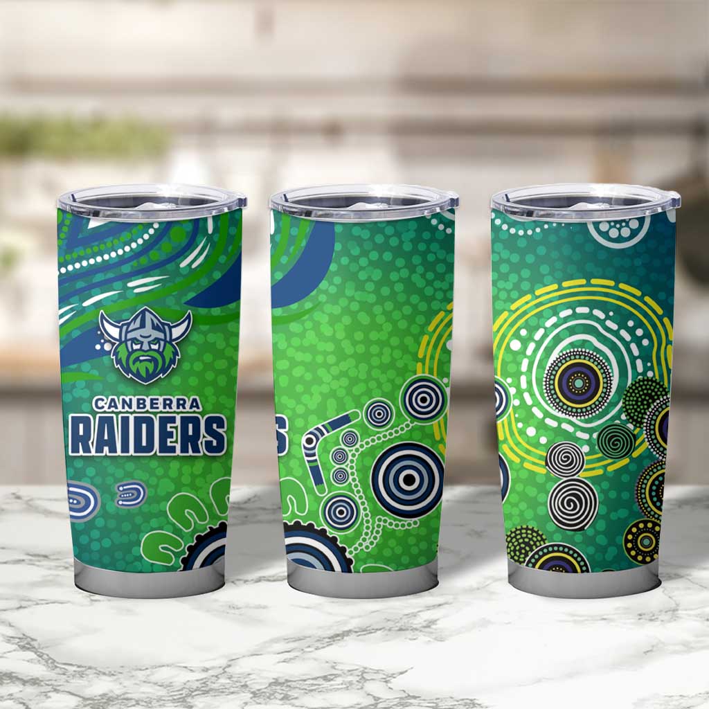 Canberra Raiders Rugby Tumbler Cup Australian Aboriginal Dot Painting Style