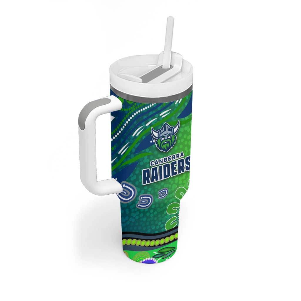 Canberra Raiders Rugby Tumbler With Handle Australian Aboriginal Dot Painting Style
