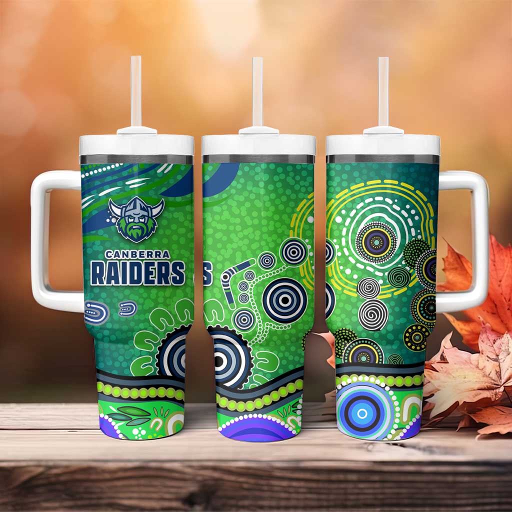 Canberra Raiders Rugby Tumbler With Handle Australian Aboriginal Dot Painting Style