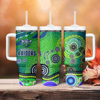 Canberra Raiders Rugby Tumbler With Handle Australian Aboriginal Dot Painting Style