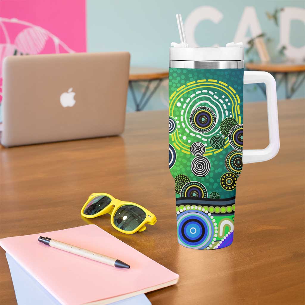 Canberra Raiders Rugby Tumbler With Handle Australian Aboriginal Dot Painting Style