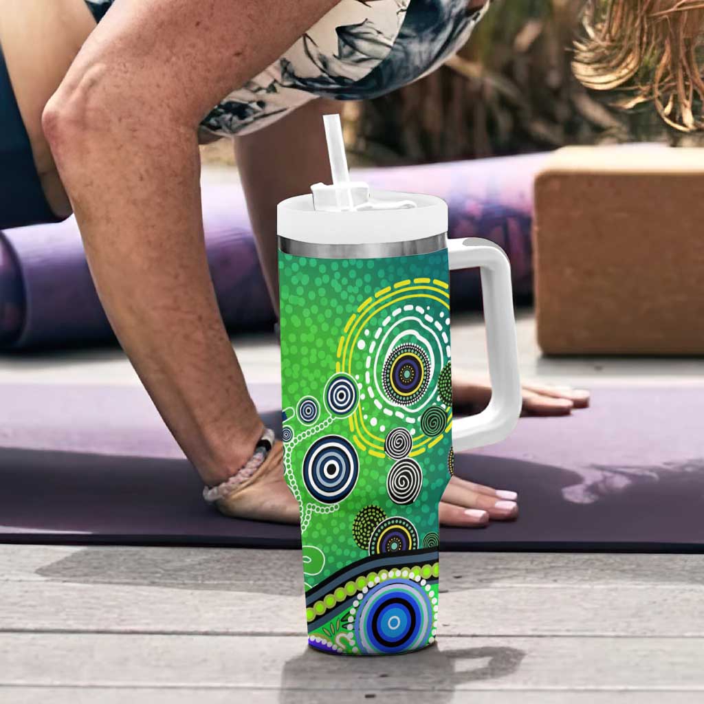 Canberra Raiders Rugby Tumbler With Handle Australian Aboriginal Dot Painting Style