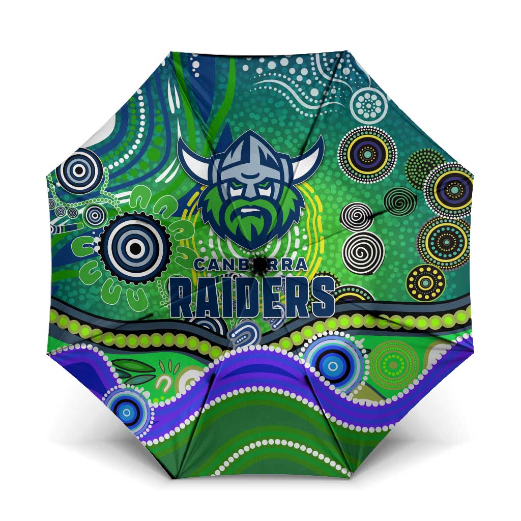 Canberra Raiders Rugby Umbrella Australian Aboriginal Dot Painting Style