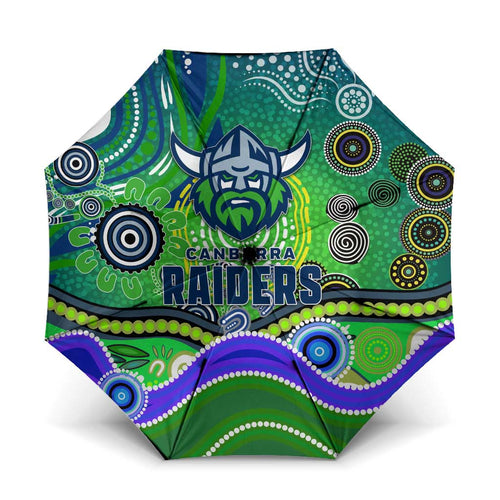Canberra Raiders Rugby Umbrella Australian Aboriginal Dot Painting Style