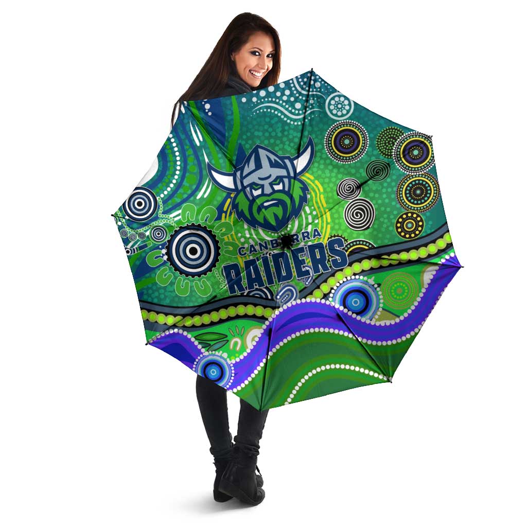 Canberra Raiders Rugby Umbrella Australian Aboriginal Dot Painting Style