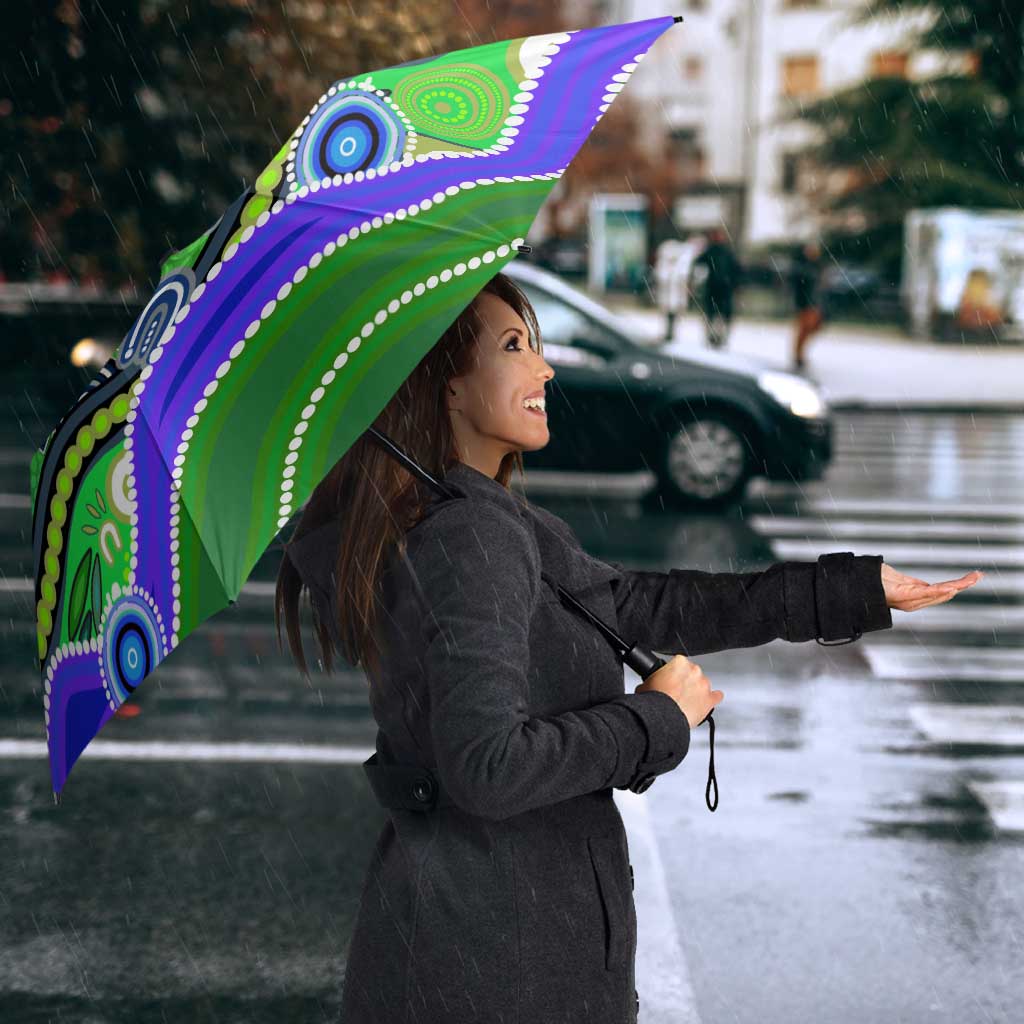 Canberra Raiders Rugby Umbrella Australian Aboriginal Dot Painting Style