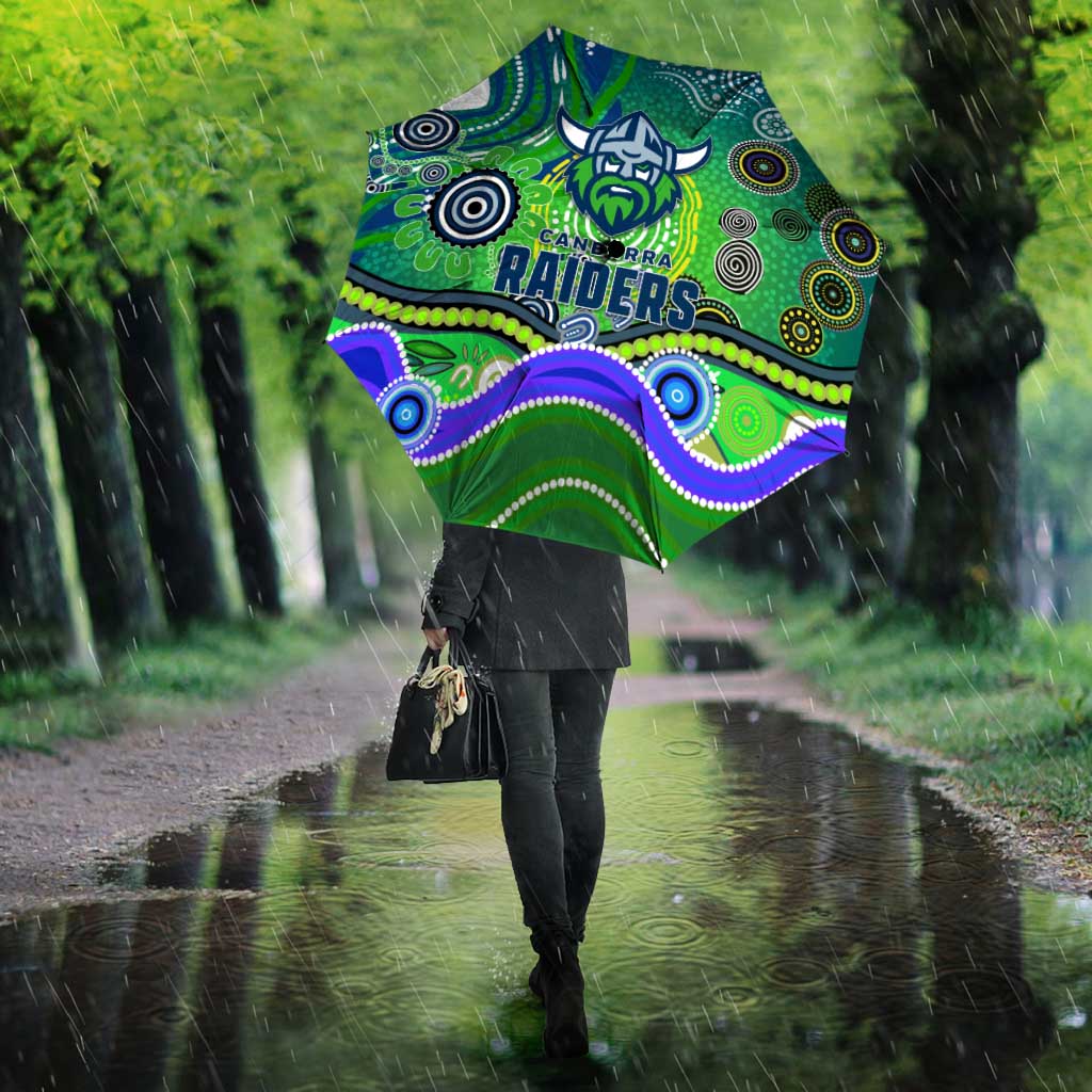 Canberra Raiders Rugby Umbrella Australian Aboriginal Dot Painting Style