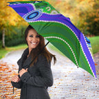 Canberra Raiders Rugby Umbrella Australian Aboriginal Dot Painting Style