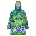 Canberra Raiders Rugby Wearable Blanket Hoodie Australian Aboriginal Dot Painting Style
