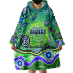 Canberra Raiders Rugby Wearable Blanket Hoodie Australian Aboriginal Dot Painting Style