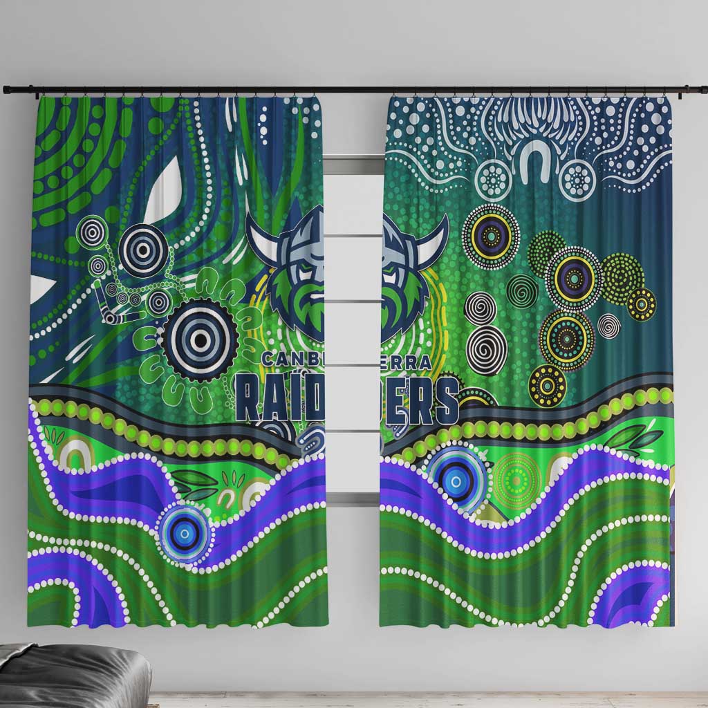 Canberra Raiders Rugby Window Curtain Australian Aboriginal Dot Painting Style
