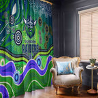 Canberra Raiders Rugby Window Curtain Australian Aboriginal Dot Painting Style