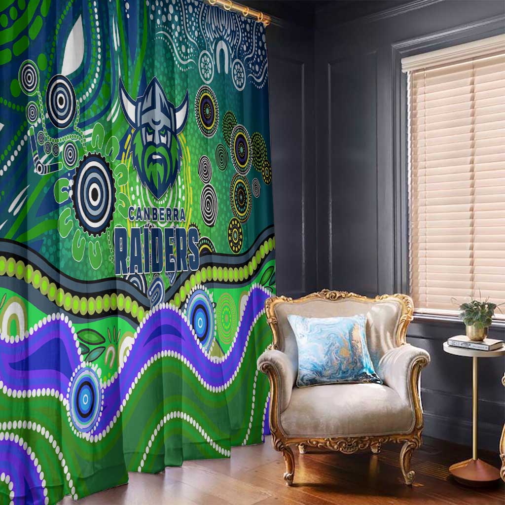 Canberra Raiders Rugby Window Curtain Australian Aboriginal Dot Painting Style