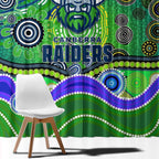 Canberra Raiders Rugby Window Curtain Australian Aboriginal Dot Painting Style