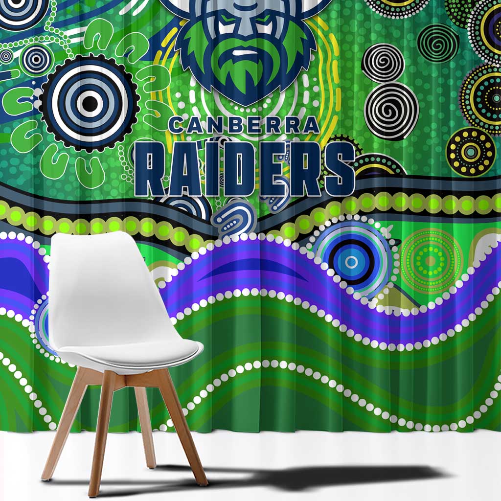 Canberra Raiders Rugby Window Curtain Australian Aboriginal Dot Painting Style